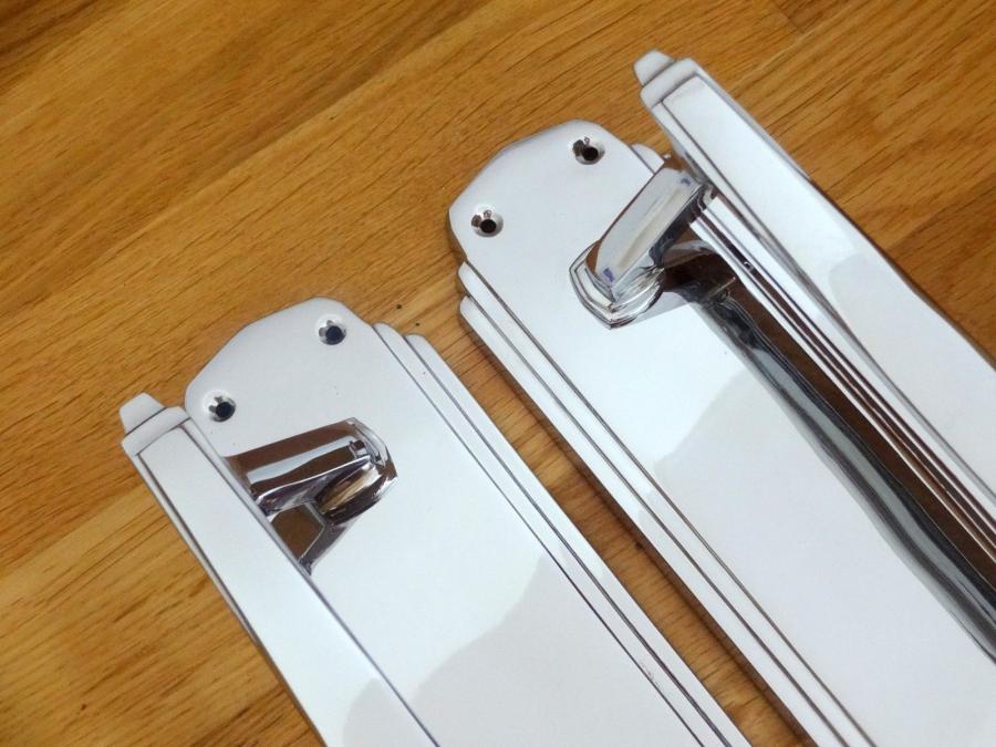 For Sale Large Chrome 12" Art Deco Door Pull Handles Circa1930 SalvoWEB UK