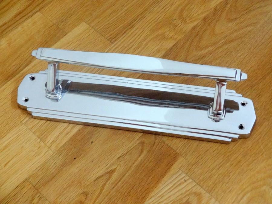 For Sale Large Chrome 12" Art Deco Door Pull Handles Circa1930 SalvoWEB UK