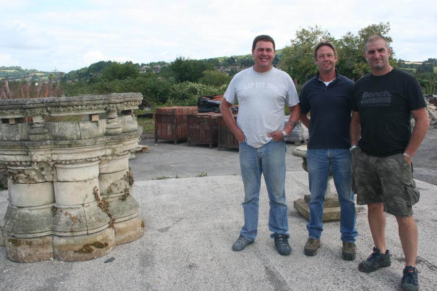 1509230237-Above-left-to-right-Possible-French-Lapine-mid-19thC-carved-stone-pulpit-with-Dave-Janes-James-McEnerney-and-Cary-Morgan-in-the-new-heavy-reclaimed-materials-yard-of-Walcot-Architectural-Salvage-Ltd-photo-Salvo-1.jpg