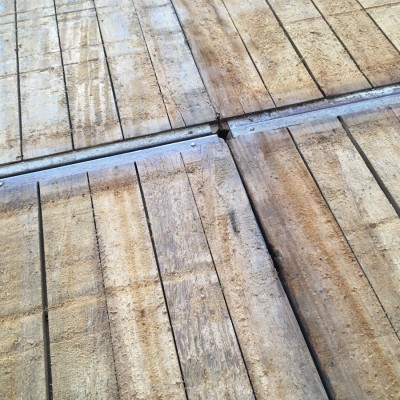 Reclaimed hardwood and metal shuttering panels