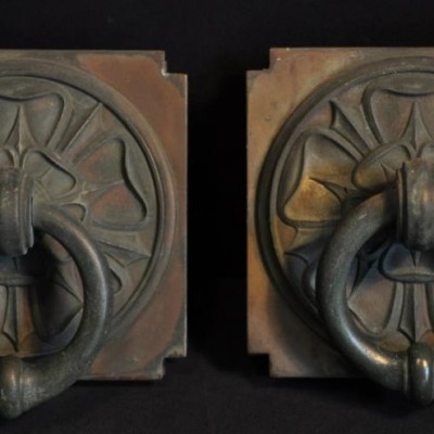 pair of bronze art deco pulls handles