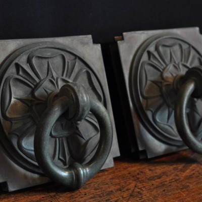 pair of bronze art deco pulls handles