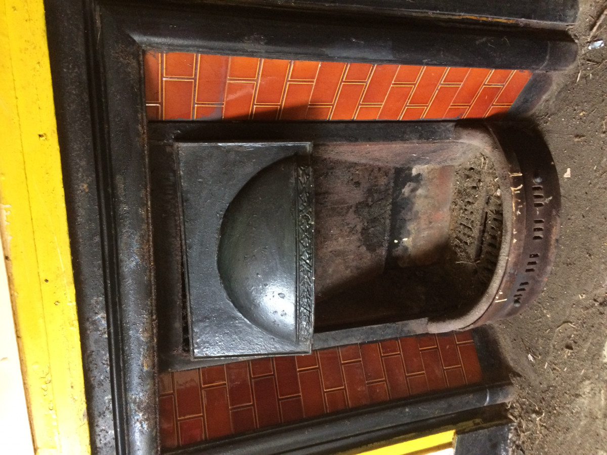 For Sale Victorian Cast Iton Fireplace Insert With Original Red