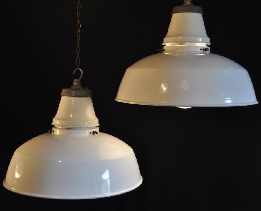 antique white enamel shades with glass diffusers