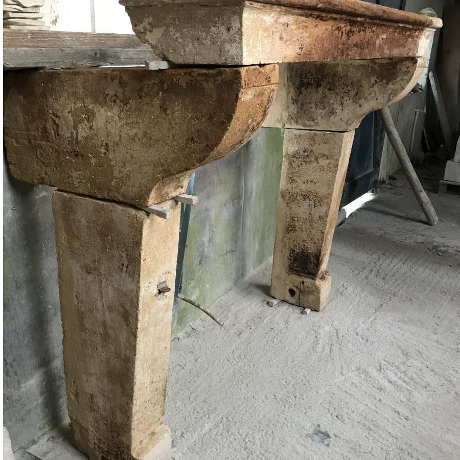 Antique French Stone Farmhouse Fireplace From The Saint Emilion Region.