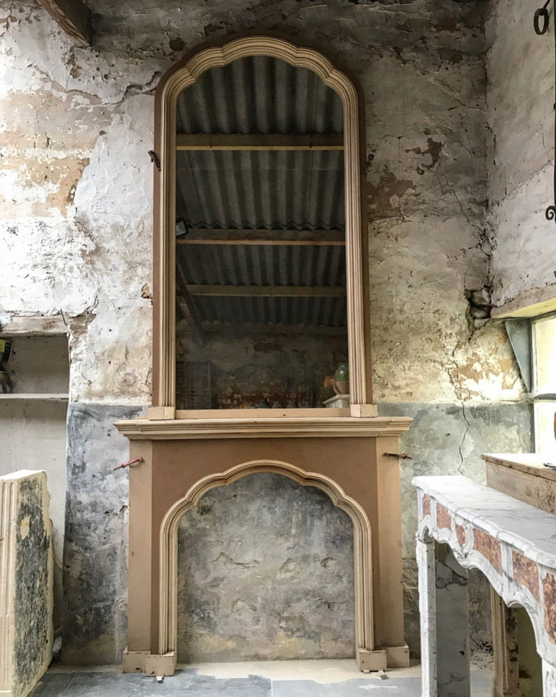 Reclaimed English Painted Wood Fireplace