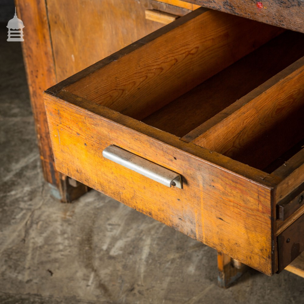 For Sale Mid Century Wooden Factory Workbench With Drawer And