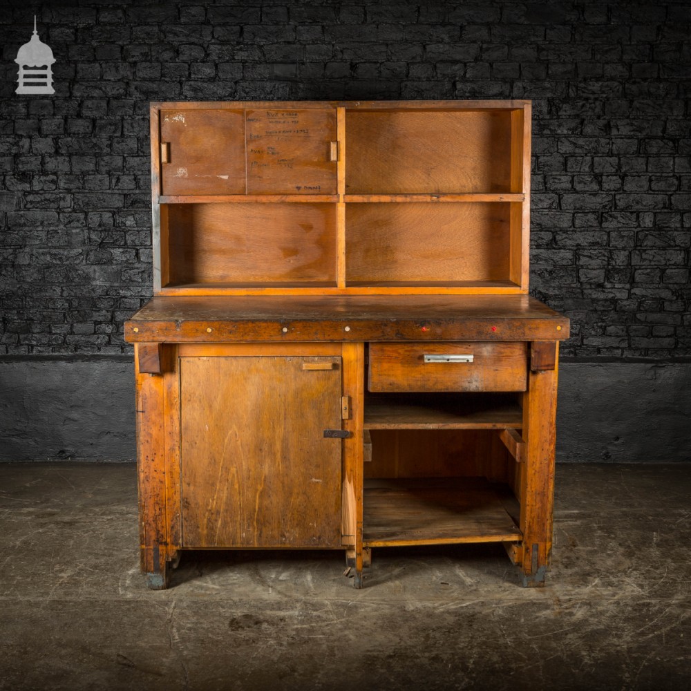 For Sale Mid Century Wooden Factory Workbench With Drawer And