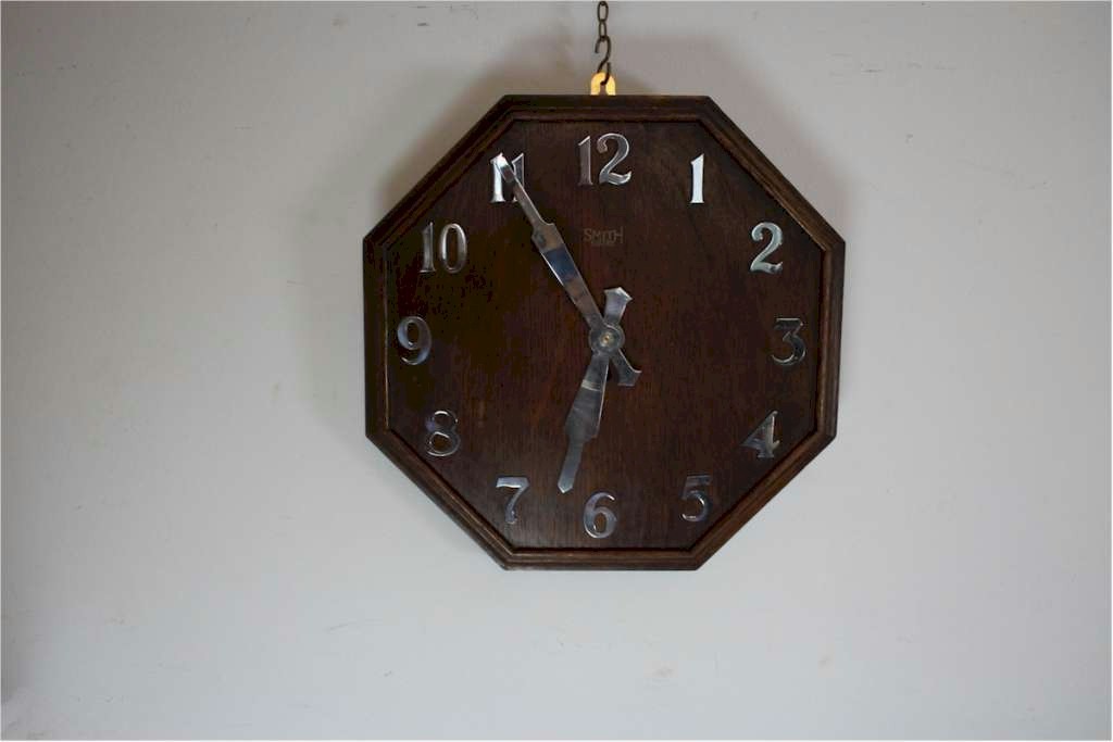 Antique & Reclaimed 1920's oak office clock by Smiths Sectric