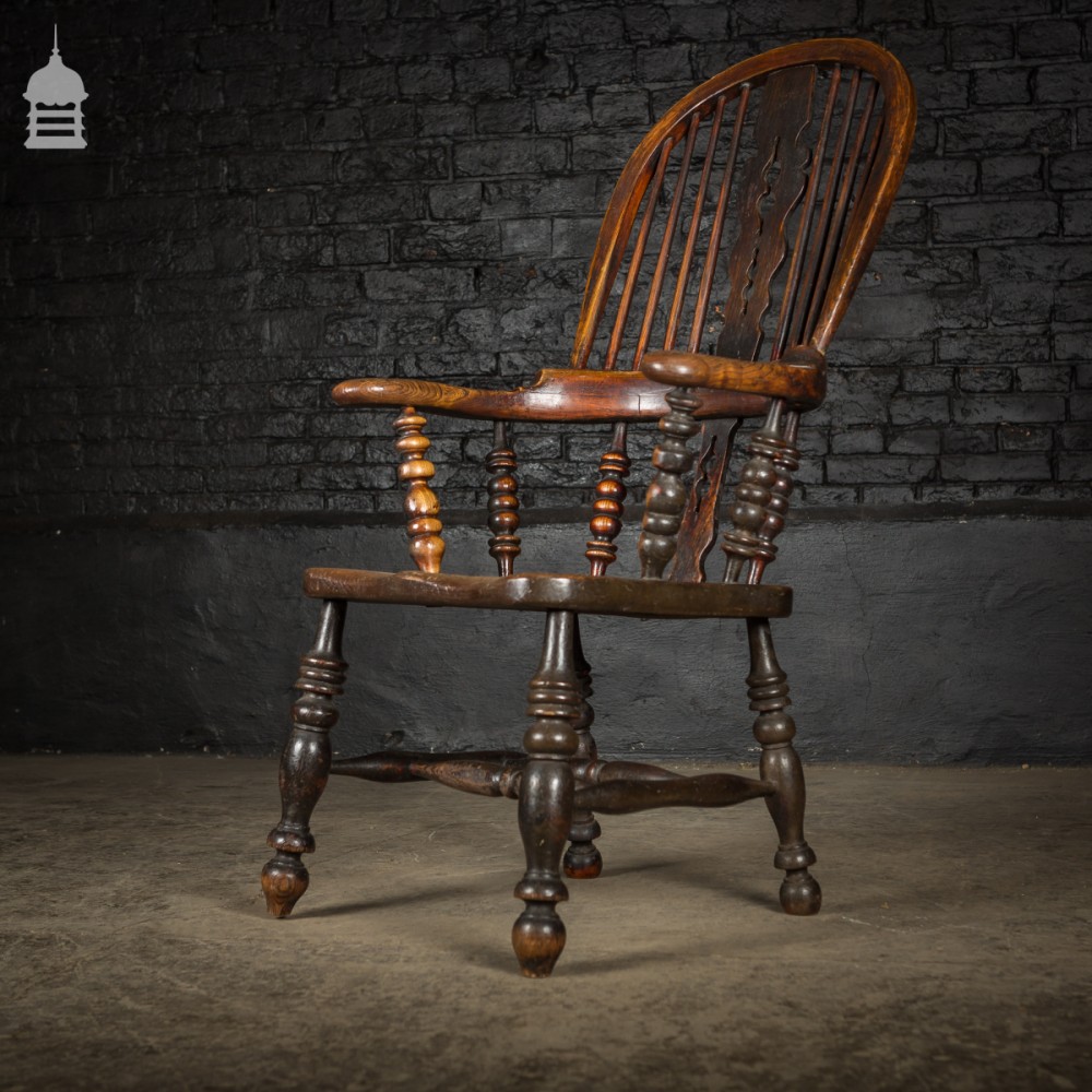 Antique & Reclaimed listings 19th C Elm Spindle Back Captains Windsor