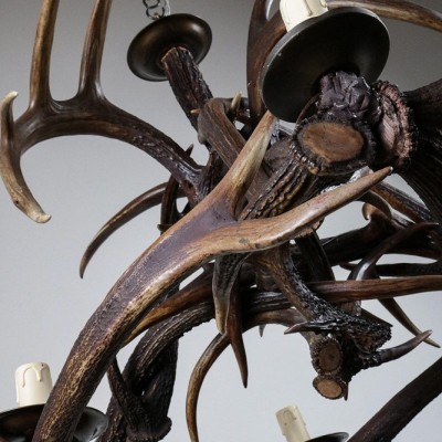 Unusual chandelier made from old antlers