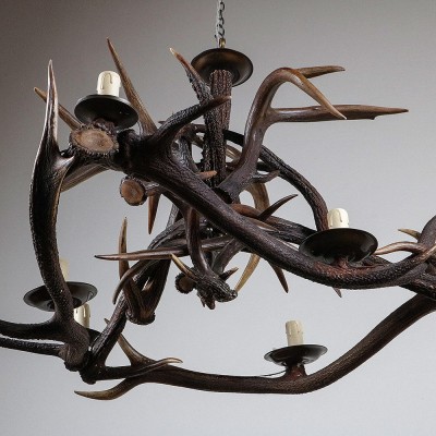 Unusual chandelier made from old antlers