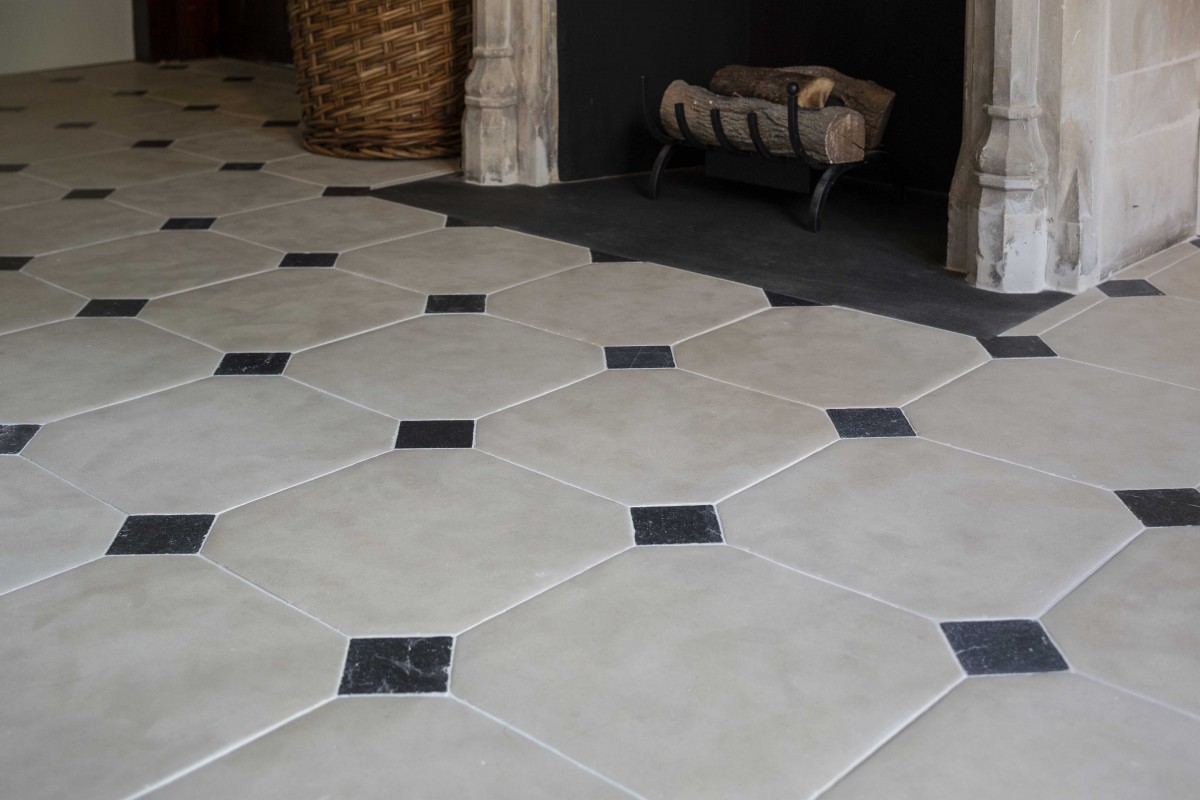 Antiqued limestone cabochon floor tiles | Reproduction Items