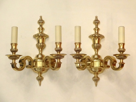 for sale pair of cast brass edwardian wall lights circa1910 salvoweb uk