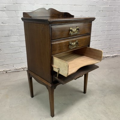 Vintage 1930s Mahogany Music Cabinet with 4 Drawers and Brass Handles