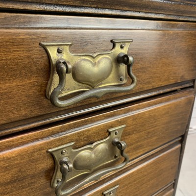 Vintage 1930s Mahogany Music Cabinet with 4 Drawers and Brass Handles