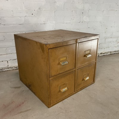 Vintage Mid Century Industrial Steel Bank of 4 Drawers Unit