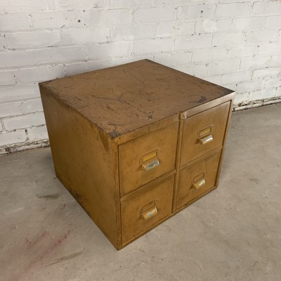 Vintage Mid Century Industrial Steel Bank of 4 Drawers Unit