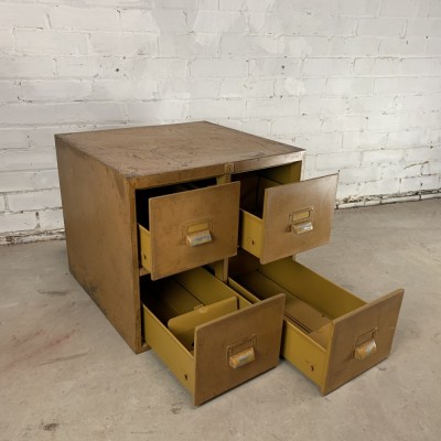 Vintage Mid Century Industrial Steel Bank of 4 Drawers Unit