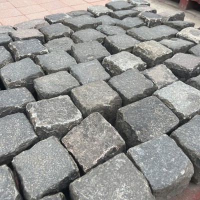 Reclaimed Dark Granite 4” Cube Cobbles