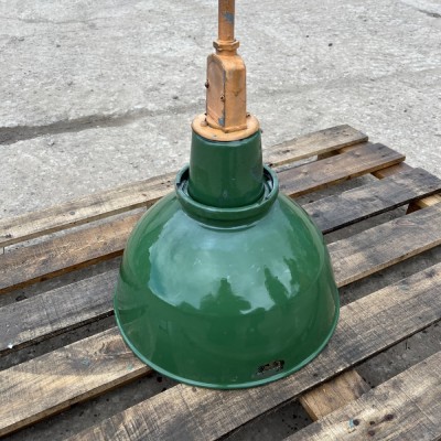 Vintage AEI Lamp and Lighting Co. Green Enamel Industrial Pendants Lamp - 16”