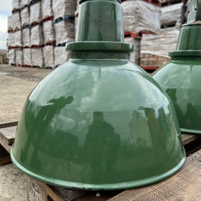 Vintage AEI Lamp and Lighting Co. Green Enamel Industrial Pendants Lamp - 16”