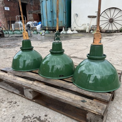 Vintage AEI Lamp and Lighting Co. Green Enamel Industrial Pendants Lamp - 16”