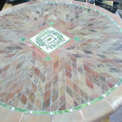 New: Garden table made with antique and ceramic painted tiles