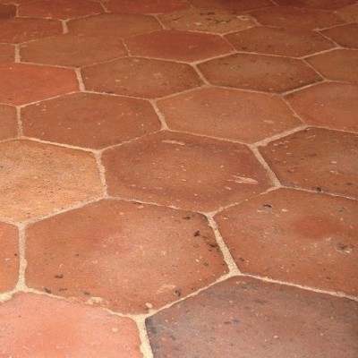 Antique French terracotta hexagonal flooring