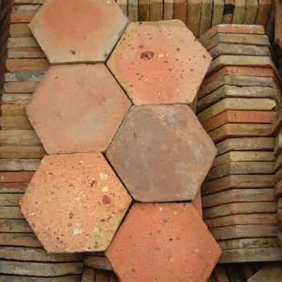 Antique French terracotta hexagonal flooring - Large size