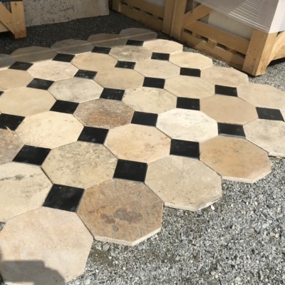 Reclaimed French Octagonal Cabochon flooring