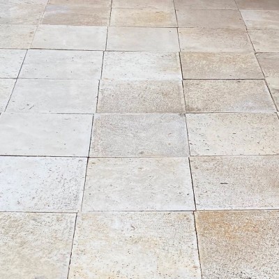 Antique reclaimed French limestone floor