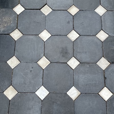 Antique marble floor with black corner squares