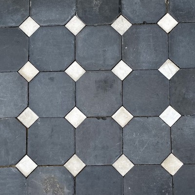 Antique marble floor with black corner squares