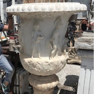 Italian Marble Urn From Kapok Tree