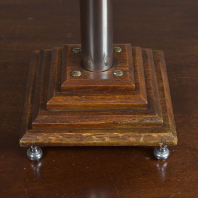 Art Deco Nickel & Oak Lamp