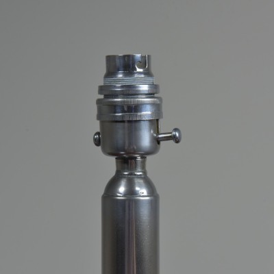 Art Deco Nickel & Oak Lamp