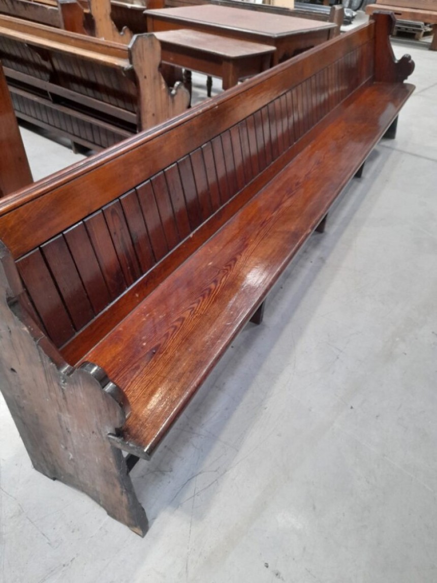 Antique & Reclaimed Antique Reclaimed Pitch Pine Solid Church Pew Bench ...