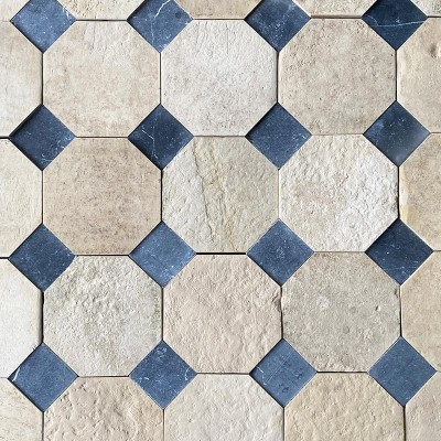 Antique Limestone octagons with cabochons floors