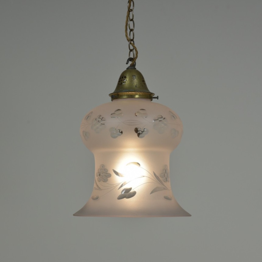 Etched Glass Bell Shade | Reclaimed Materials