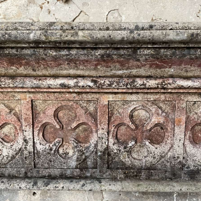 Large Gothic Revival Carved Stone Fireplace