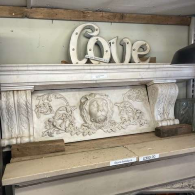 Lion head fireplace top