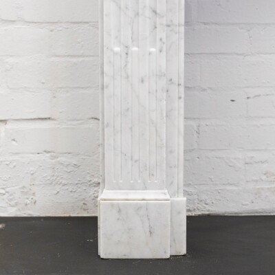Reclaimed Louis XVI Style Carved Marble Fireplace in Carrara Marble