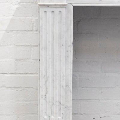 Reclaimed Louis XVI Style Carved Marble Fireplace in Carrara Marble