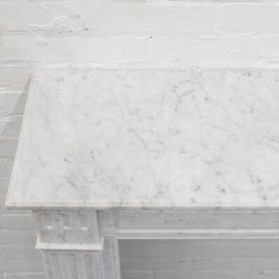 Reclaimed Louis XVI Style Carved Marble Fireplace in Carrara Marble
