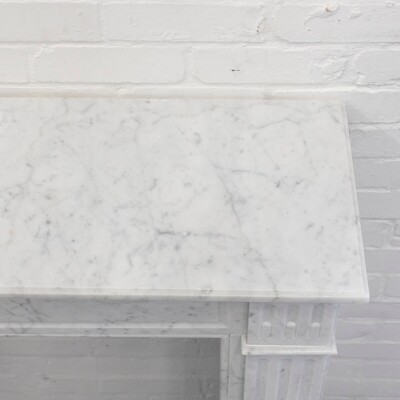 Reclaimed Louis XVI Style Carved Marble Fireplace in Carrara Marble