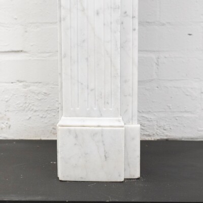 Reclaimed Louis XVI Style Carved Marble Fireplace in Carrara Marble