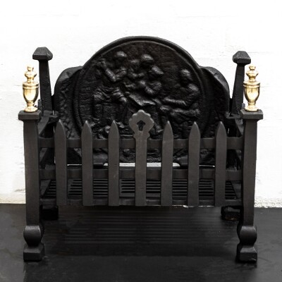 Reclaimed Cast Iron Fire Basket with Finials