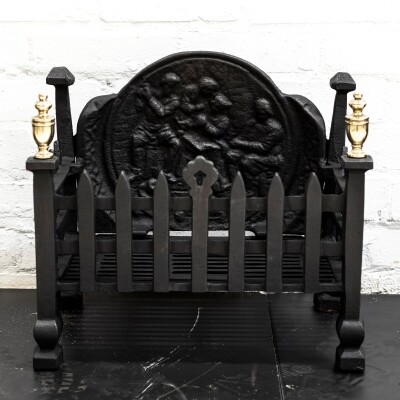 Reclaimed Cast Iron Fire Basket with Finials