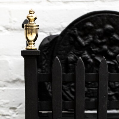 Reclaimed Cast Iron Fire Basket with Finials